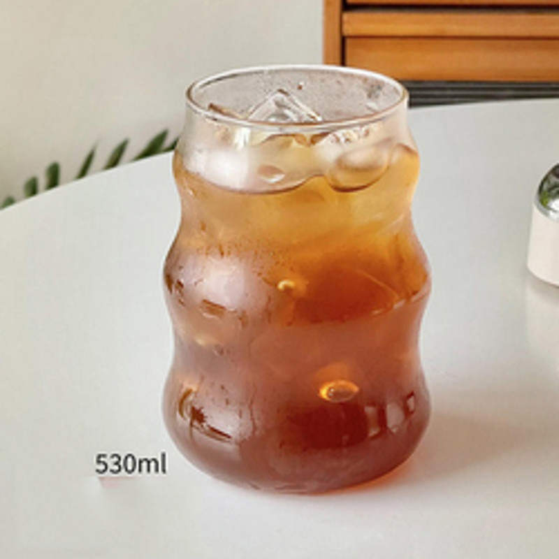 Heat-Resistant Transparent Glass Cup, Tumbler Drinkware for Tea Juice Milk Coffee, Home Water Glasses Stripe Mug