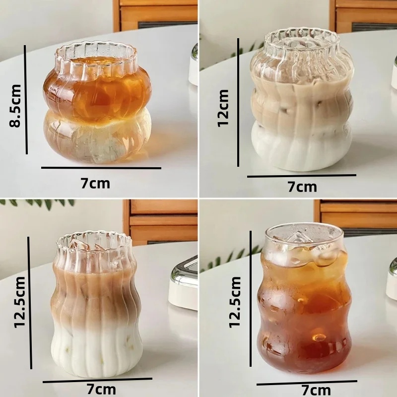 Heat-Resistant Transparent Glass Cup, Tumbler Drinkware for Tea Juice Milk Coffee, Home Water Glasses Stripe Mug