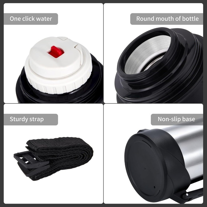 Large Capacity Stainless Steel Water Bottle, Vacuum Insulated Thermos Flask, Outdoor Travel Cup for Hot and Cold Drinks