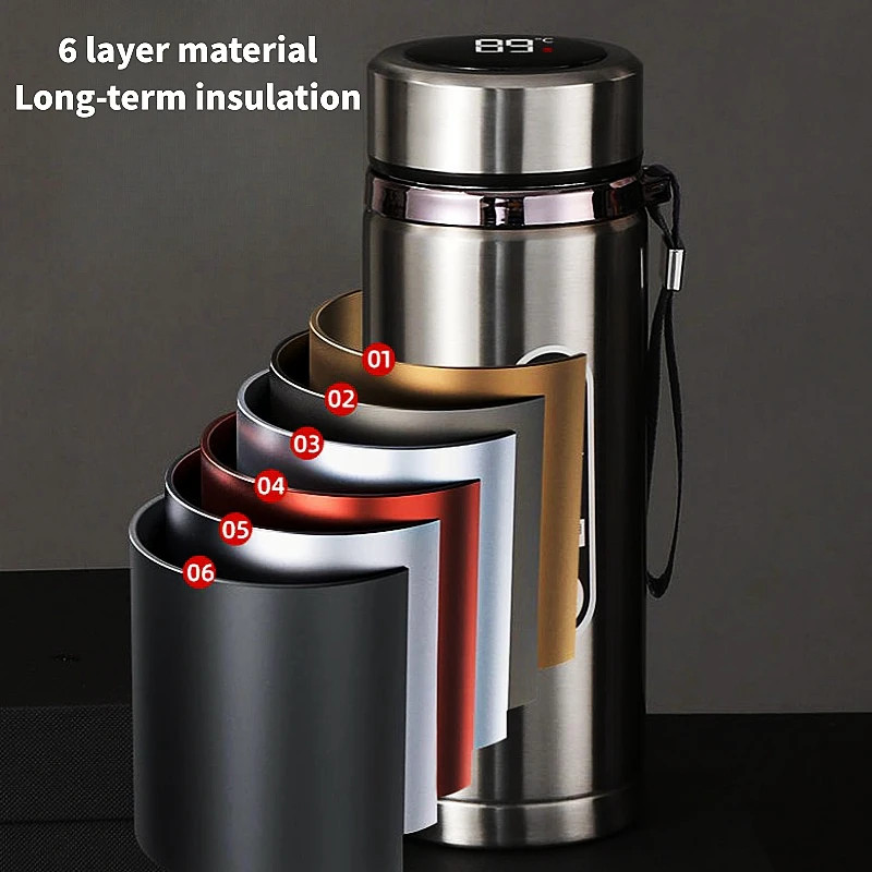 Stainless Steel Thermos Bottle LED Temperature Display Vacuum Flask Portable Cups 1