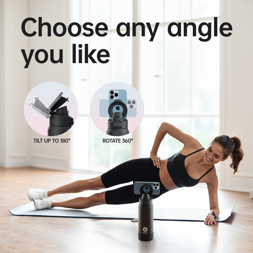 Magnetic Stainless Steel Thermos, Sports Water Bottle, Insulation Cup, Magnetic Phone Holder, Bouncing Cover