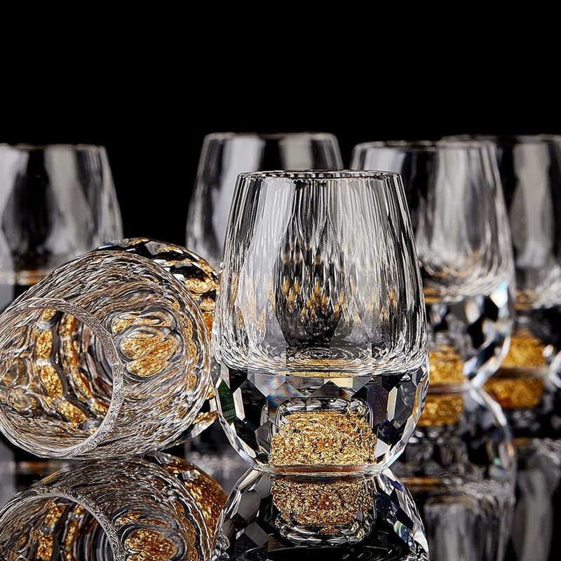 Gold Foil Crystal Wine Glass, Luxury Whiskey Glass, Suitable for Decoration, Collection, Celebration