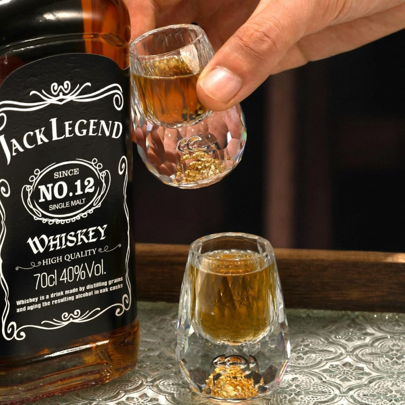 Gold Foil Crystal Wine Glass, Luxury Whiskey Glass, Suitable for Decoration, Collection, Celebration