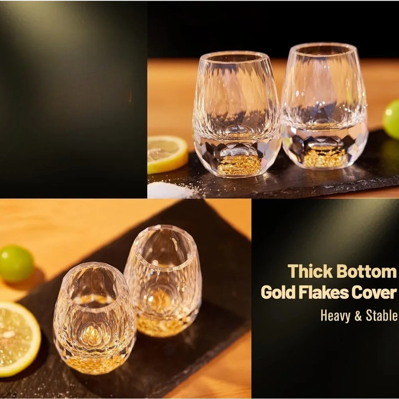 Gold Foil Crystal Wine Glass, Luxury Whiskey Glass, Suitable for Decoration, Collection, Celebration