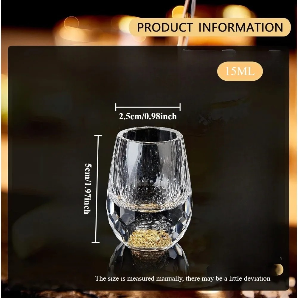 Gold Foil Crystal Wine Glass, Luxury Whiskey Glass, Suitable for Decoration, Collection, Celebration
