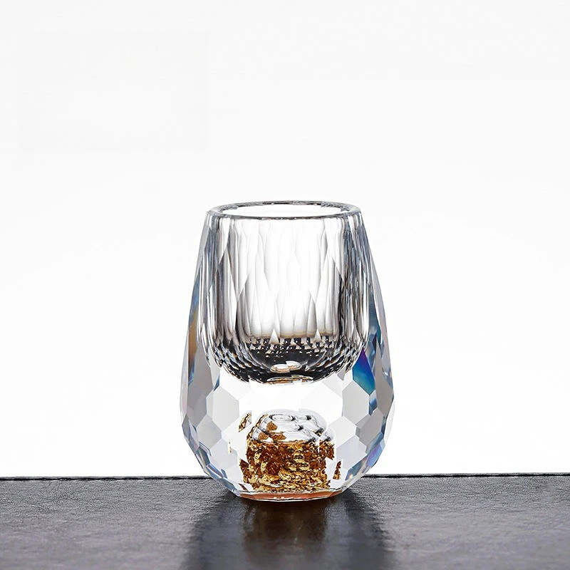 Gold Foil Crystal Wine Glass, Luxury Whiskey Glass, Suitable for Decoration, Collection, Celebration