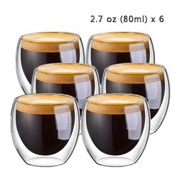 glass coffee mugs, double wall glass coffee cups, insulated espresso cups, cold drinking wine shot glasses, tea cups