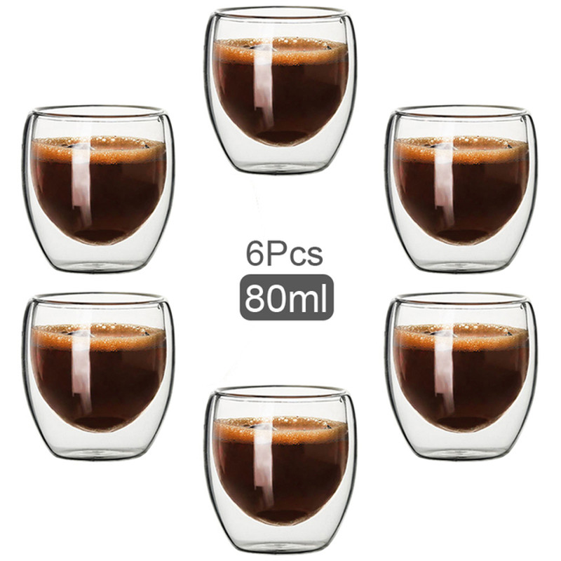 Glass Coffee Mugs, Double Wall Glass Coffee Cups, Insulated Espresso Cups, Cold Drinking Wine Shot Glasses, Tea Cups