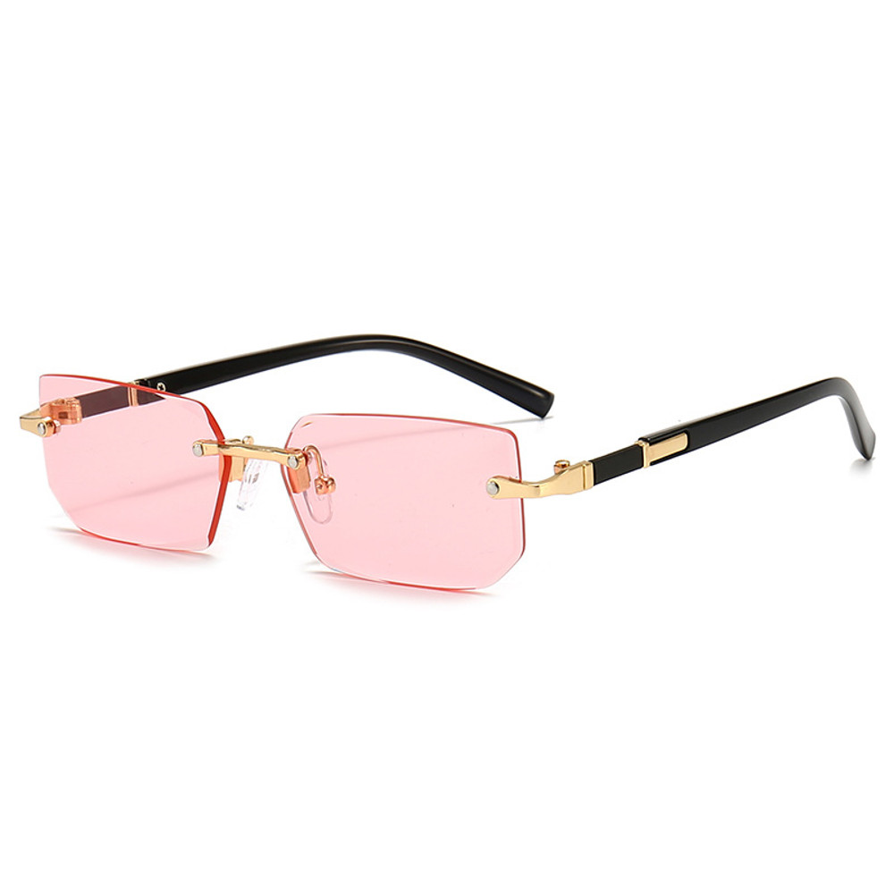 Rimless Rectangle Sunglasses Fashion Small Square Shades For Women Men Summer Travel 8