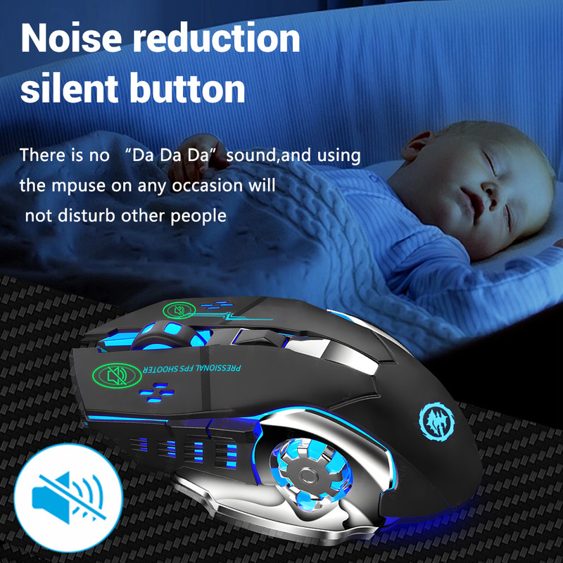 Rechargeable Wireless Gaming Mouse, Silent Bluetooth Computer Mouse, USB Backlight PC Gamer Mouse for Laptop and Desktop