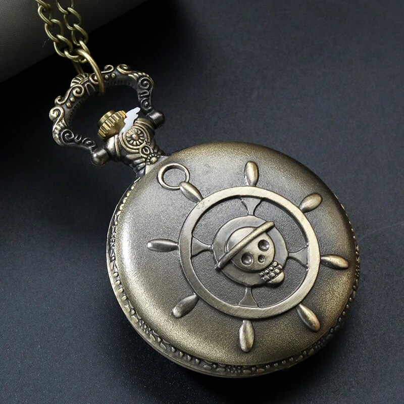 Pirate Captain Quartz Pocket Watch, Double Knife Necklace, Pendant Bracelet Gift for Men, Vintage Clock