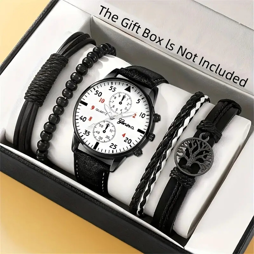 Luxury Hip Hop Mens Watch Sport Wristwatch Fashion Male Clock Bracelet Set 7