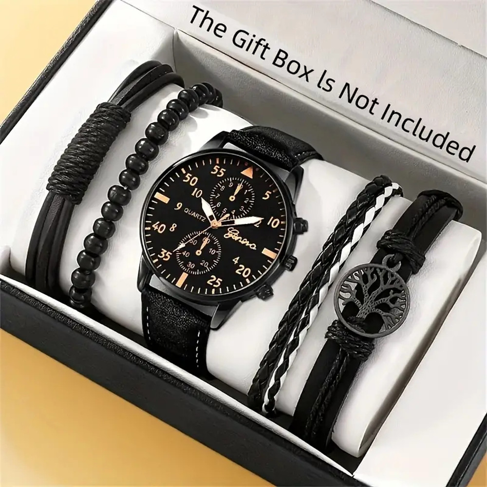 Luxury Hip Hop Mens Watch Sport Wristwatch Fashion Male Clock Bracelet Set 8