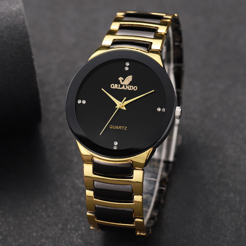 Men Business Watch Black Steel Band Fashion Quartz Analog Watch For Men 4