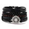 Braided Leather Bracelet Men Vintage Rope Wristband Life Tree Rudder Charm Ethnic Tribal Wood Beads 8