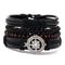 Braided Leather Bracelet Men Vintage Rope Wristband Life Tree Rudder Charm Ethnic Tribal Wood Beads 8