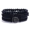 Braided Leather Bracelet Men Vintage Rope Wristband Life Tree Rudder Charm Ethnic Tribal Wood Beads 9