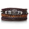 Braided Leather Bracelet Men Vintage Rope Wristband Life Tree Rudder Charm Ethnic Tribal Wood Beads 12