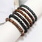 Wooden Braided Leather Bracelet For Men Vintage Beads Wrap Armband Life Wood Fashion Male Bracelet 3