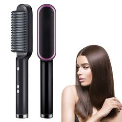 electric hair straightener brush, professional fast heating ceramic hair straightener