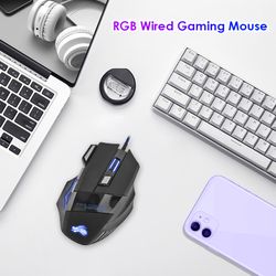 usb wired gaming mouse, adjustable dpi optical mice, ergonomic back lit button design for pc gamer computer desktop