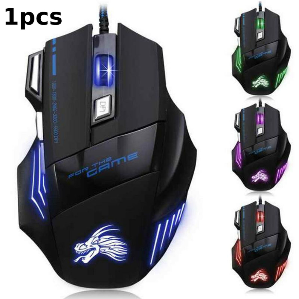USB Wired Gaming Mouse Adjustable DPI Optical Mice Ergonomic Back Lit Button Design For PC Gamer Co 5