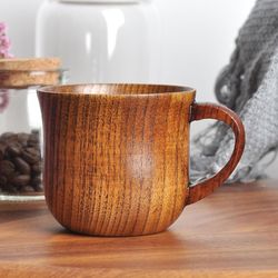 1pc wooden mugs vintage teacup handmade wood mug coffee espresso tea cups, tea cup trumpet cup for kitchen living room