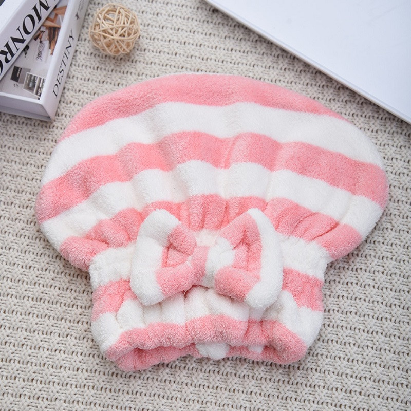 Dry Hair Towel, Quick Drying Hair Cap for Women, Super Absorbent Shower Cap, Striped Pattern Hair Bonnets