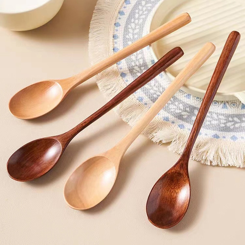 Wooden Cooking Spoon Kitchen Tableware Utensil Honey Teaspoon Soup Spoon Tea And Coffee Stirring To 1