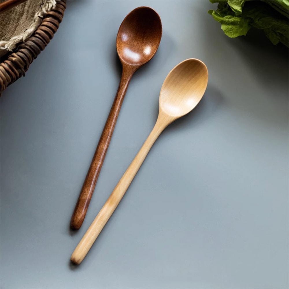 Wooden Cooking Spoon Kitchen Tableware Utensil Honey Teaspoon Soup Spoon Tea And Coffee Stirring To 2