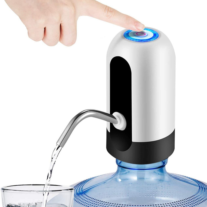 White Water Bottle Pump USB Charging Drink Dispenser Auto Switch One Click Drinking Pump Black Opti 5