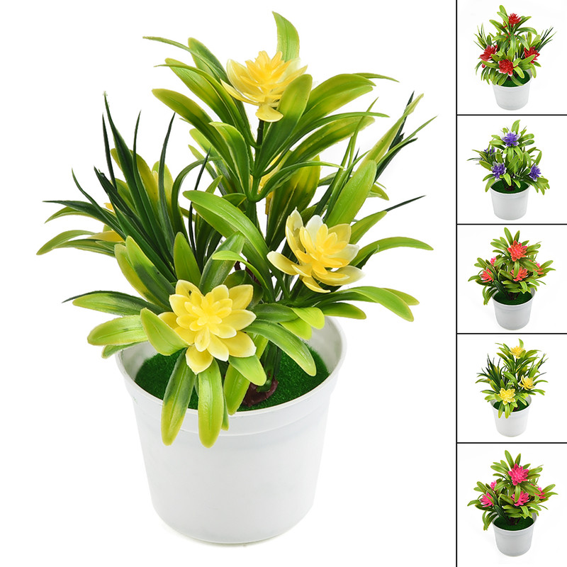Artificial Flowers Fake Plastic Plant Home Office Decor Desktop Bonsai Wedding Balcony Ornaments Gi 0