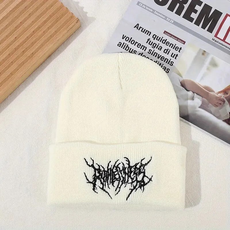 Warm Women Men Winter Beanies Hats Gothic Street Punk Bonnet Acrylic Fashion Skullies Knitted Caps 2