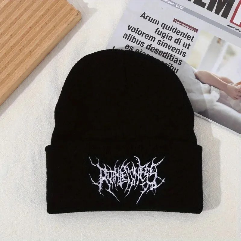 Warm Women Men Winter Beanies Hats Gothic Street Punk Bonnet Acrylic Fashion Skullies Knitted Caps 1
