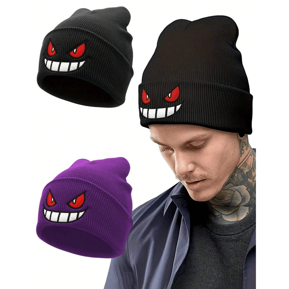 1pc Embroidered Knitted Hat Popular American Anime Cartoon Embroidered Knitted AutumnWinter Warm Ha 0