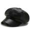 Fashion Women Leather Beret Octagonal Hat Autumn Winter Style Versatile Big Head Circumference Cap 1