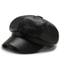 Fashion Women Leather Beret Octagonal Hat Autumn Winter Style Versatile Big Head Circumference Cap 1