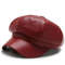 Fashion Women Leather Beret Octagonal Hat Autumn Winter Style Versatile Big Head Circumference Cap 2