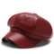 Fashion Women Leather Beret Octagonal Hat Autumn Winter Style Versatile Big Head Circumference Cap 2