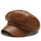 Fashion Women Leather Beret Octagonal Hat Autumn Winter Style Versatile Big Head Circumference Cap 3