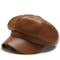 Fashion Women Leather Beret Octagonal Hat Autumn Winter Style Versatile Big Head Circumference Cap 3