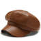 Fashion Women Leather Beret Octagonal Hat Autumn Winter Style Versatile Big Head Circumference Cap 6