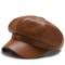 Fashion Women Leather Beret Octagonal Hat Autumn Winter Style Versatile Big Head Circumference Cap 6