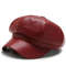 Fashion Women Leather Beret Octagonal Hat Autumn Winter Style Versatile Big Head Circumference Cap 7