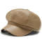 Fashion Women Leather Beret Octagonal Hat Autumn Winter Style Versatile Big Head Circumference Cap 8