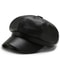 Fashion Women Leather Beret Octagonal Hat Autumn Winter Style Versatile Big Head Circumference Cap 9