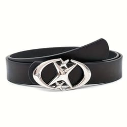 stylish oval cross metal buckle belt, durable simple design, universally compatible unisex gift