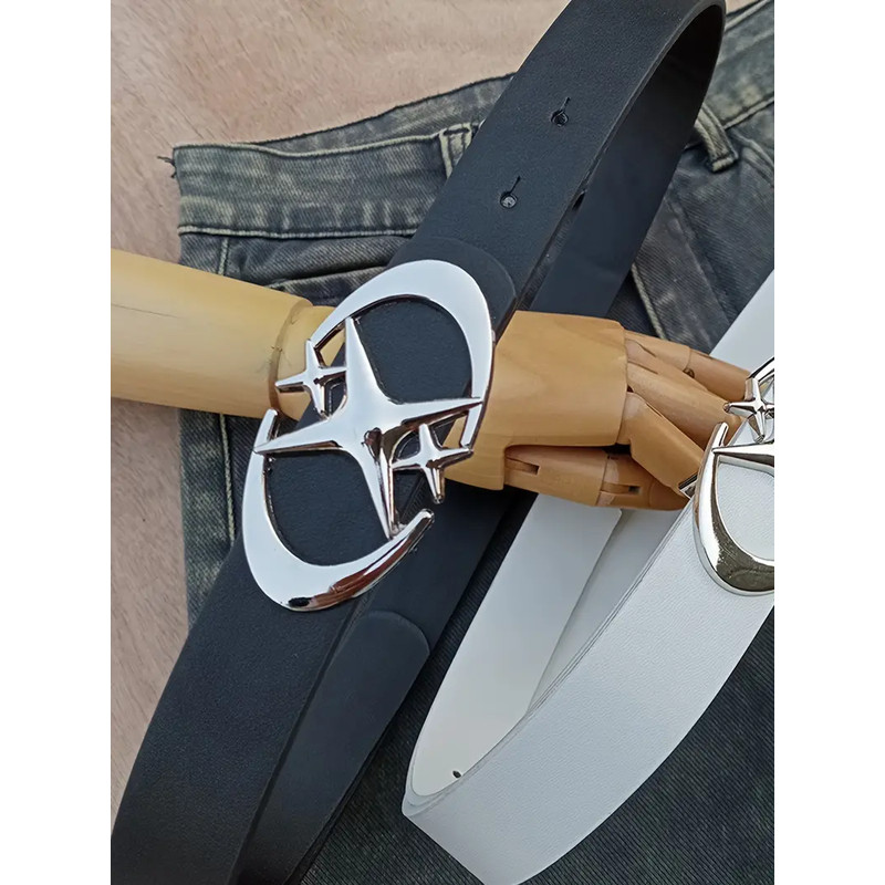 Stylish Oval Cross Metal Buckle Belt, Durable Simple Design, Universally Compatible Unisex Gift