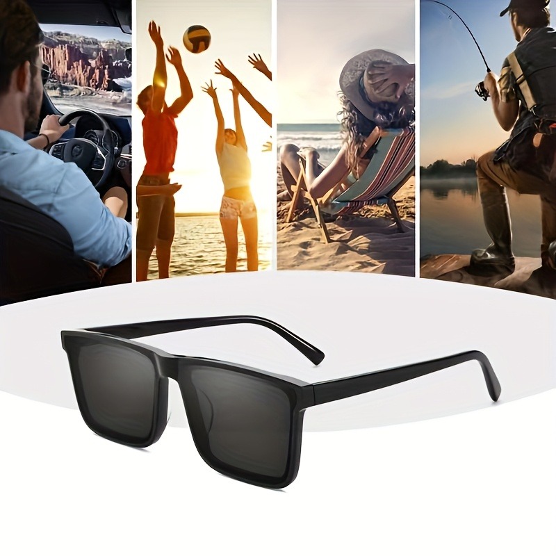 Men Simple Black Square Fashion Glasses for Outdoor Travel, Driving, Photography