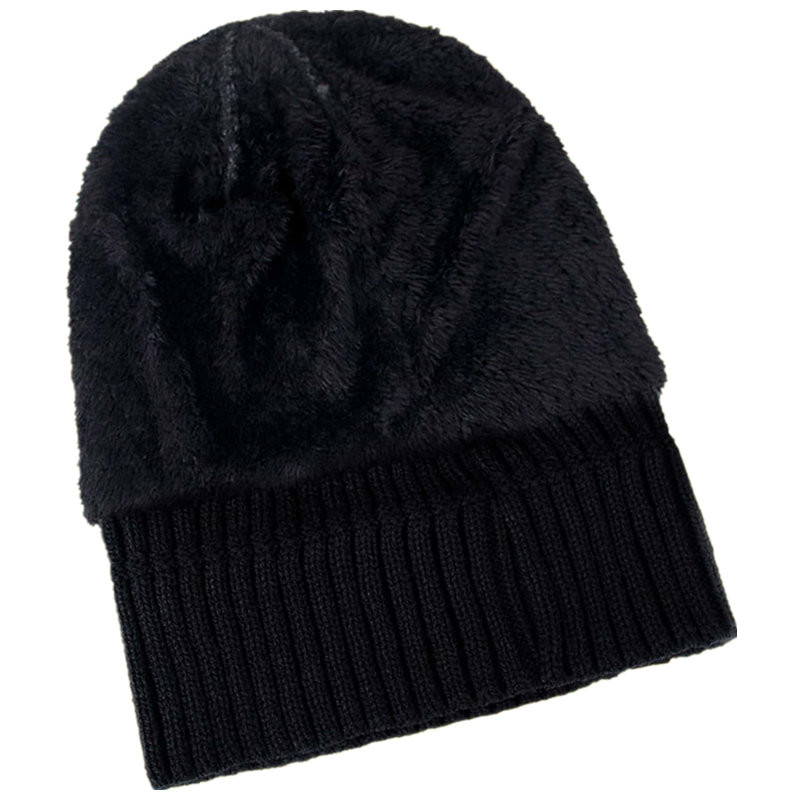 Stylish Thick Knitted Winter Hat Fur Lined Beanie Cap for Men & Women